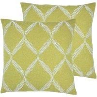 Paoletti Olivia Twin Pack Polyester Filled Cushions, Citron, 45 x 45cm
