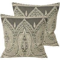 Paoletti Paisley Polyester Filled Cushions (Twin Pack), Grey, 50 x 50cm
