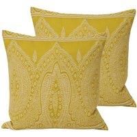 Paoletti Paisley Twin Pack Polyester Filled Cushions Yellow