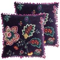 Paoletti Palampur Twin Pack Polyester Filled Cushions Damson