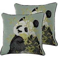 furn. Pandas Polyester Filled Cushions (Twin Pack), Green, 45 x 45cm