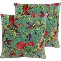 Paoletti Paradise Polyester Filled Cushions (Twin Pack), Aqua, 50 x 50cm