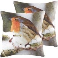 Evans Lichfield Photo Robin Twin Pack Polyester Filled Cushions Multi