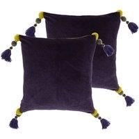 Paoletti Poonam Polyester Filled Cushions Twin Pack Cotton Damson Lemon Curry