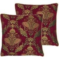 Riva Paoletti Shiraz Polyester Filled Cushions (Twin Pack), Polyester, Burgundy