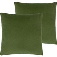 Evans Lichfield Sunningdale Polyester Filled Cushions (Twin Pack), Olive, 50 x 50 cm
