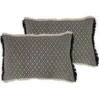 Paoletti Tangier Twin Pack Polyester Filled Cushions Monochrome 40 x 60cm