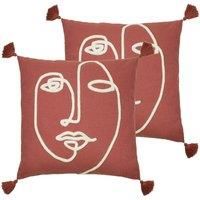 furn. Uno Face Polyester Filled Cushions (Twin Pack), Red Clay, 45 x 45cm
