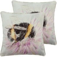 Evans Lichfield Watercolour Bee Twin Pack Polyester Filled Cushions Multi