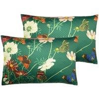 Paoletti Wild Fauna Polyester Filled Cushions (Twin Pack), Emerald, 40 x 60cm