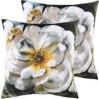 Evans Lichfield Winter Florals English Rose Feather Filled Cushions (Twin Pack), White, 43 x 43cm