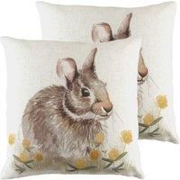 Evans Lichfield Woodland Hare Twin Pack Polyester Filled Cushions White