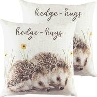 Evans Lichfield Woodland Hedgehugs Polyester Filled Cushions (Twin Pack), Multi, 43 x 43cm