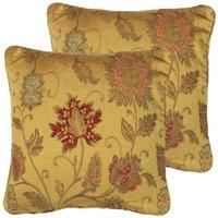 Paoletti Zurich Polyester Filled Cushions (Twin Pack), Polyester, Gold