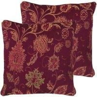 Paoletti Zurich Twin Pack Polyester Filled Cushions Burgundy 55 x 55cm