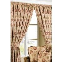 Paoletti Zurich Pencil Pleat Curtains (Pair), Champagne Cream, Floral Jacquard Design, Matching Tiebacks, Room Darkening, 100% Polyester, 168cm width x 183cm drop (66" x 72" inches)