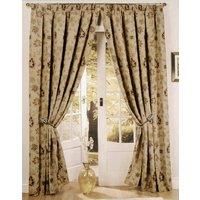 Paoletti Zurich Floral Jacquard Pencil Pleat Curtains (Pair) Polyester Burgundy (168X229Cm)