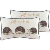 Evans Lichfield Oakwood Hedgehogs Twin Pack Polyester Filled Cushions, Multi, 30 x 50cm