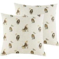 Evans Lichfield Oakwood Robin Repeat Twin Pack Polyester Filled Cushions, Multi, 43 x 43cm