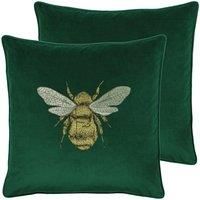 Paoletti Hortus Twin Pack Polyester Filled Cushions, Emerald, 50 x 50cm