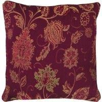 Riva Paoletti Zurich Filled Cushion Red-Decorative Floral Jacquard Design-Piped Edges-Reversible-100 Case (18" x 18" inches) -Designed in The UK, Polyester, Burgundy, 45 x 45cm