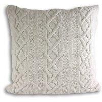 Paoletti Aran Cushion Cover, Cotton, Cream, 55 x 55cm (22" x 22")