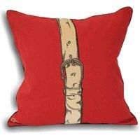 Paoletti Polo Strap Polyester Cushion,Red,45 x 45cm