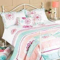 Riva Paoletti Harriet Duck Egg/Pink Bedspreads, 240 x 260 cm, Cotton, Blue