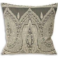 Riva Paoletti Polyester Filled Cushion-Grey-Detailed Persian Paisley Design-Knife Edges-Hidden Zip-Machine Washable-Polycotton Case-50 x 50cm (20" x 20" inches)