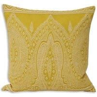 Riva Paoletti Polyester Filled Cushion-Yellow-Detailed Persian Paisley Design-Knife Edges-Hidden Zip-Machine Washable-Polycotton Case-50 x 50cm (20" x 20" inches)