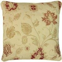 Riva Paoletti Zurich Filled Cushion Cream-Decorative Floral Jacquard Design-Piped Edges-Reversible-100 Case (22" x 22" inches) -Designed in The UK, Polyester, Champagne, 55 x 55cm