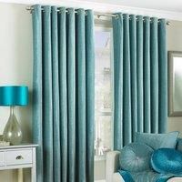 Paoletti 'Wellesley' Chenille Velvet Lined Eyelet Curtains - Duck Egg (90 x 90")