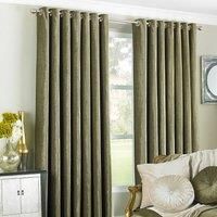 Riva Paoletti Wellesley Ringtop Eyelet Curtains (Pair) - Mocha Brown - Faux Velvet - Chenille - Ready Made - Room Darkening - 100% Polyester - 229cm width x 229cm drop (90" x 90" inches)
