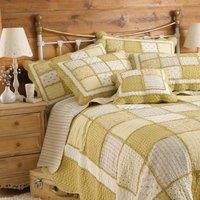Paoletti Honeybee Patchwork 100% Cotton Scalloped Edge Quilted Bedspread, Yellow