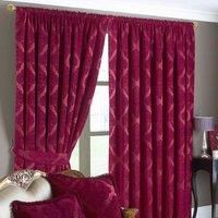 Paoletti Winchester Jacquard Ready Made Pencil Pleat Curtains 66 x 72 Raspberry