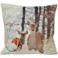 Paoletti Mother and Fawn Photographic Print Polyester Filled Cushion