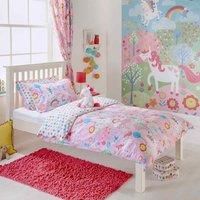Riva Paoletti Kids Unicorn Toddler Duvet Set - 1 x Pillowcase Included - Pink and White - Reversible Design - Machine Washable - 120 x 150cm (47" x 59" inches) - Designed in the UK