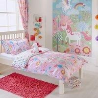 Riva Paoletti Kids Unicorn Toddler Duvet Set - 1 x Pillowcase Included - Pink and White - Reversible Design - Machine Washable - 120 x 150cm (47" x 59" inches) - Designed in the UK