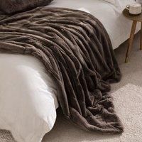 Empress Throw - Taupe Brown - Super Soft Faux Fur - Heavyweight - Non Slip Lining - Machine Washable - 100% Polyester - 140 x 200cm (55" x 79" inches) - Made by Riva Paoletti - Designed in the UK