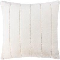 Riva Paoletti Empress Large Square Filled Cushion Super Soft Faux Fur-Reversible-Zip Closure-Machine Washable-100 Case (22" x 22" inches), Polyester, Cream, 55 x 55cm