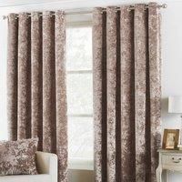 Riva Paoletti Verona Ringtop Eyelet Curtains (Pair) - Oyster Beige - Velvet Feel - Crushed Velvet Look - Ready Made - 100% Polyester - 117cm width x 183cm drop (46" x 72" inches) - Designed in the UK