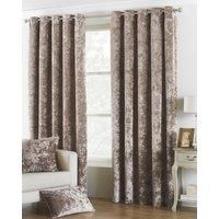Riva Paoletti Verona Ringtop Eyelet Curtains (Pair) - Oyster Beige - Velvet Feel - Crushed Velvet Look - Ready Made - 100% Polyester - 168cm width x 137cm drop (66" x 54" inches) - Designed in the UK