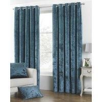 Verona Teal Velvet Eyelet Curtains Blue
