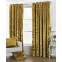 Paoletti Verona Crushed Velvet Ringtop Eyelet Curtains (Pair) Polyester Ochre (229X137Cm)