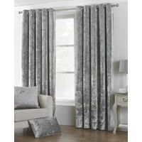 Verona Silver Velvet Eyelet Curtains Silver