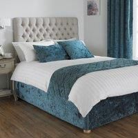 Riva Paoletti Verona Bed Wrap - Teal Blue - Velvet Feel - Crushed Velvet Look - Elasticated - 100% Polyester - Super King Size - 180 x 200 x 50cm (53" x 74" x 20" inches) - Designed in the UK