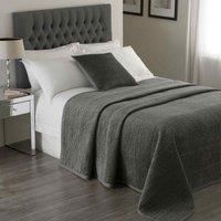 Riva Paoletti Brooklands Luxury Super King Size Bedspread - Graphite Grey - Velvet Feel Quilt Design - Linen Border - 100% Polyester Filling - 265 x 265cm (104" x 104" inches) - Designed in the UK