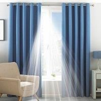 Paoletti Two Curtain Panels, Polyester, Denim, 90" x 90" (229 x 229cm)