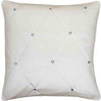 Riva Paoletti New Filled Cushion Diamante Crystal Sequins-Quilted Geometric Design-Hidden Zip Closure-100% Polyester-55 x 55cm (22" x 22" inches), Polyester, Cream, 55 x 55cm