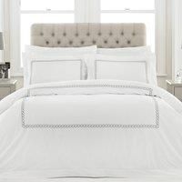 Riva Paoletti 5-Star Hotel Quality Cleopatra DUVet Cover Set - Pure Soft Cotton - Silver Rope Embroidery - 2 x Oxford Pillowcase Included - Machine Washable - 200 x 200cm (79" x 79" inches)